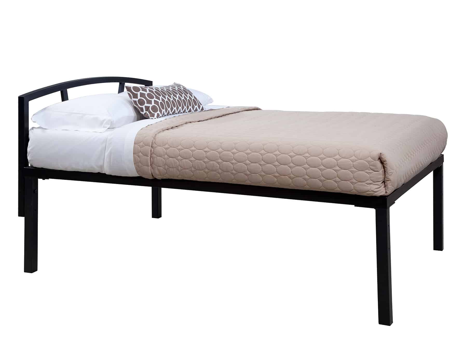 Double Raised Bed with Metal Headboard for Student Rooms on College Campus
