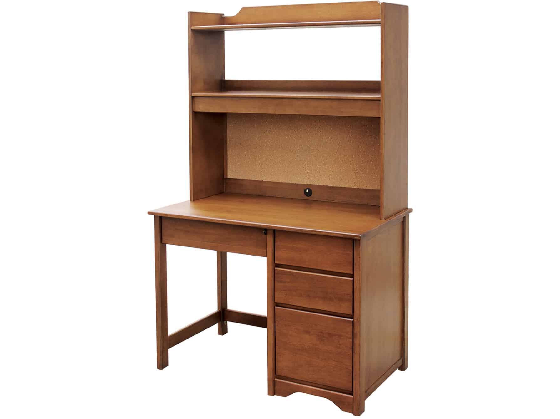 Espresso, Pedestal Desk with 2-Shelf Study Carrel