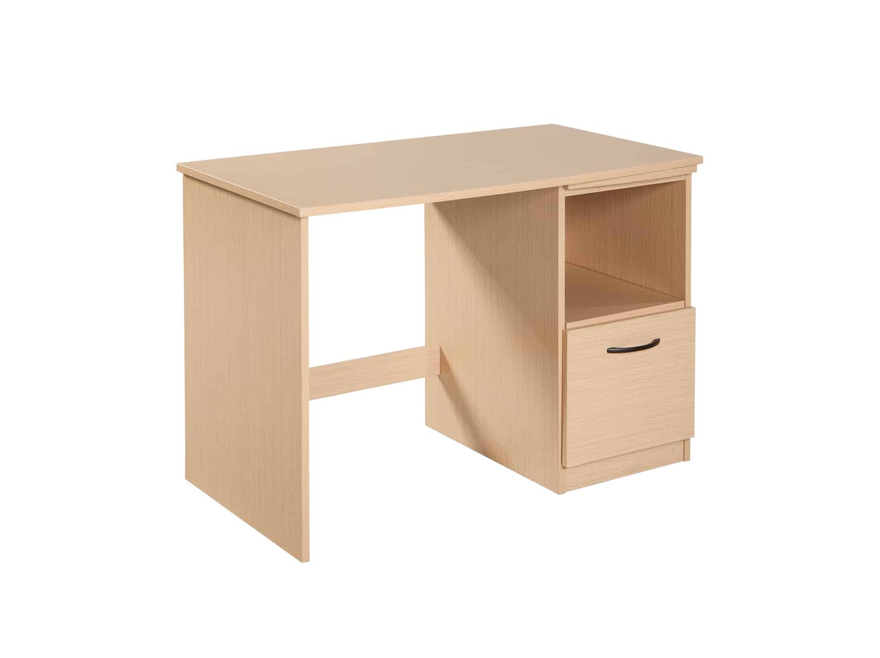Merit Pedestal Desk with Open Shelf, File Drawer & Pullout