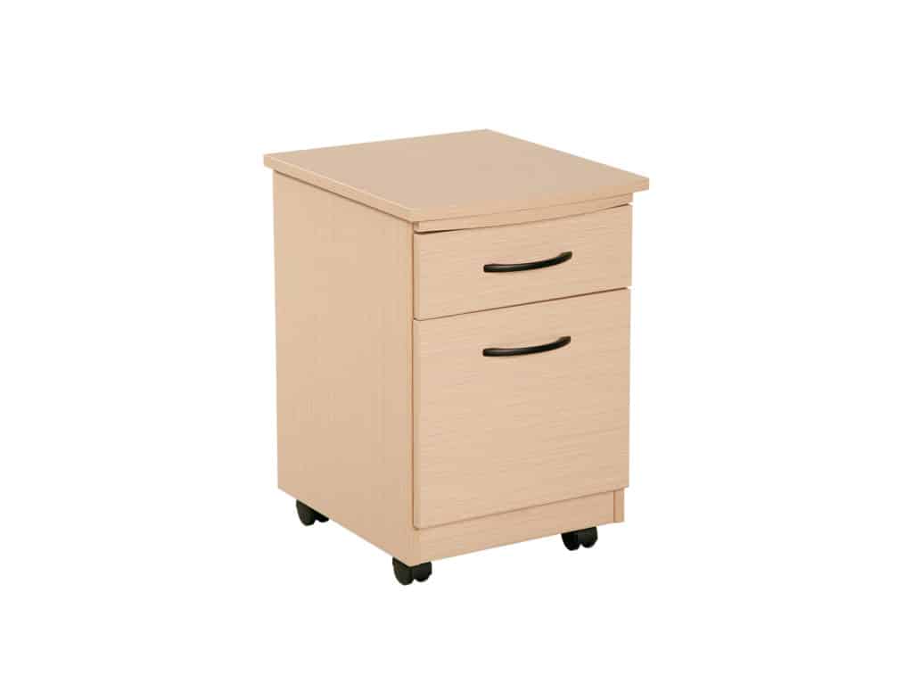 Merit Rolling Pedestal with 2 Drawers and Pullout in Light Oak Finish