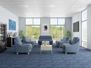 Student Lounge on College Campus with comfortable chairs and places for students to sit