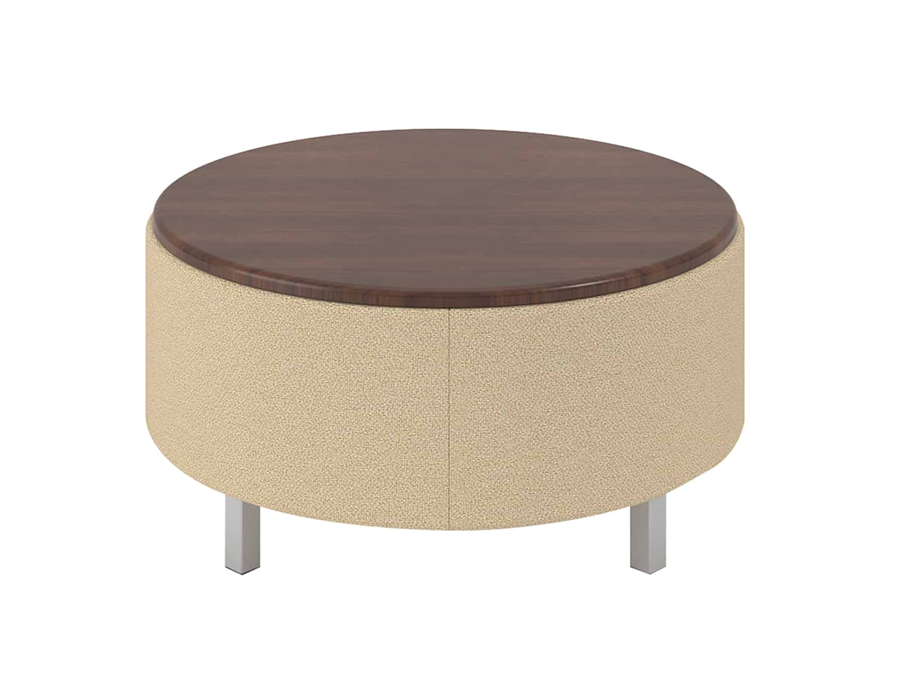 30" Round Ottoman, with Low Table Top, Square Metal Feet