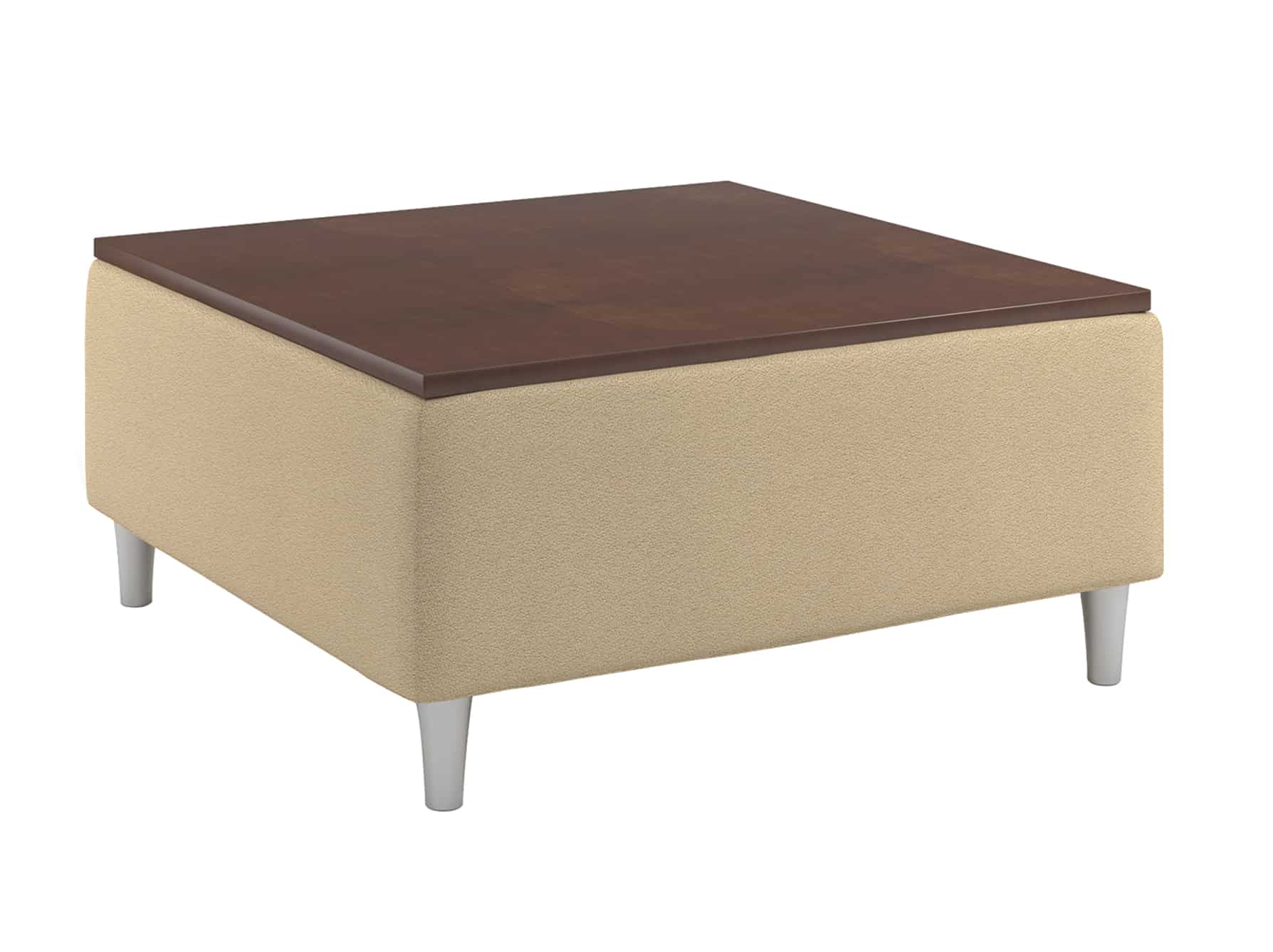 Rally Square Ottoman, with Thermoform Top, Round Metal Feet