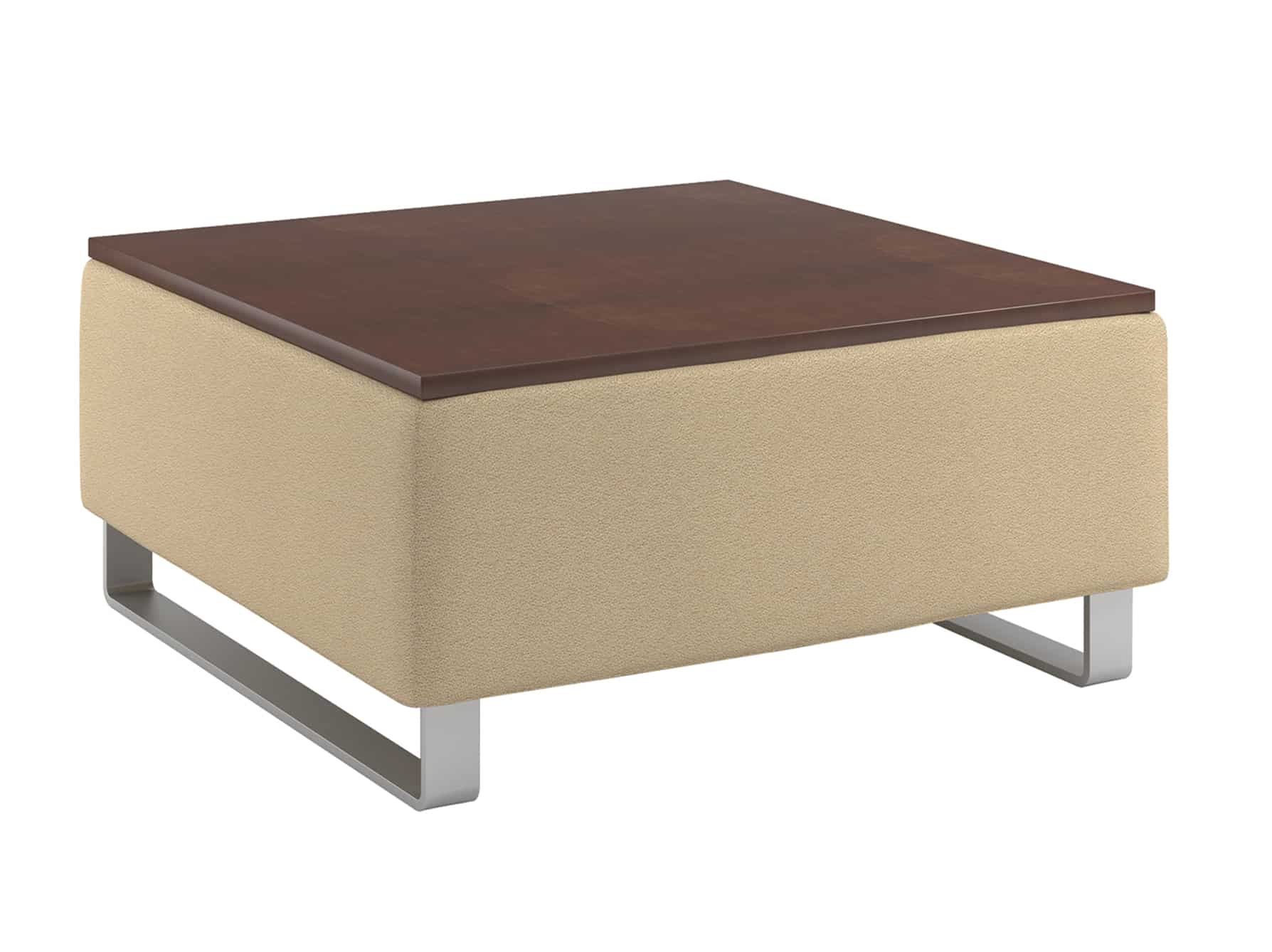 Rally Square Ottoman, with Thermoform Top, Sled Base