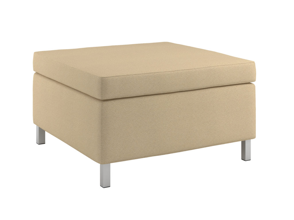 Rally Square Ottoman, with Square Metal Legs