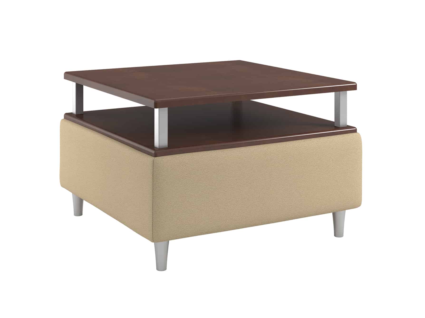 Rally Coffee Table Ottoman, with Round Metal Feet