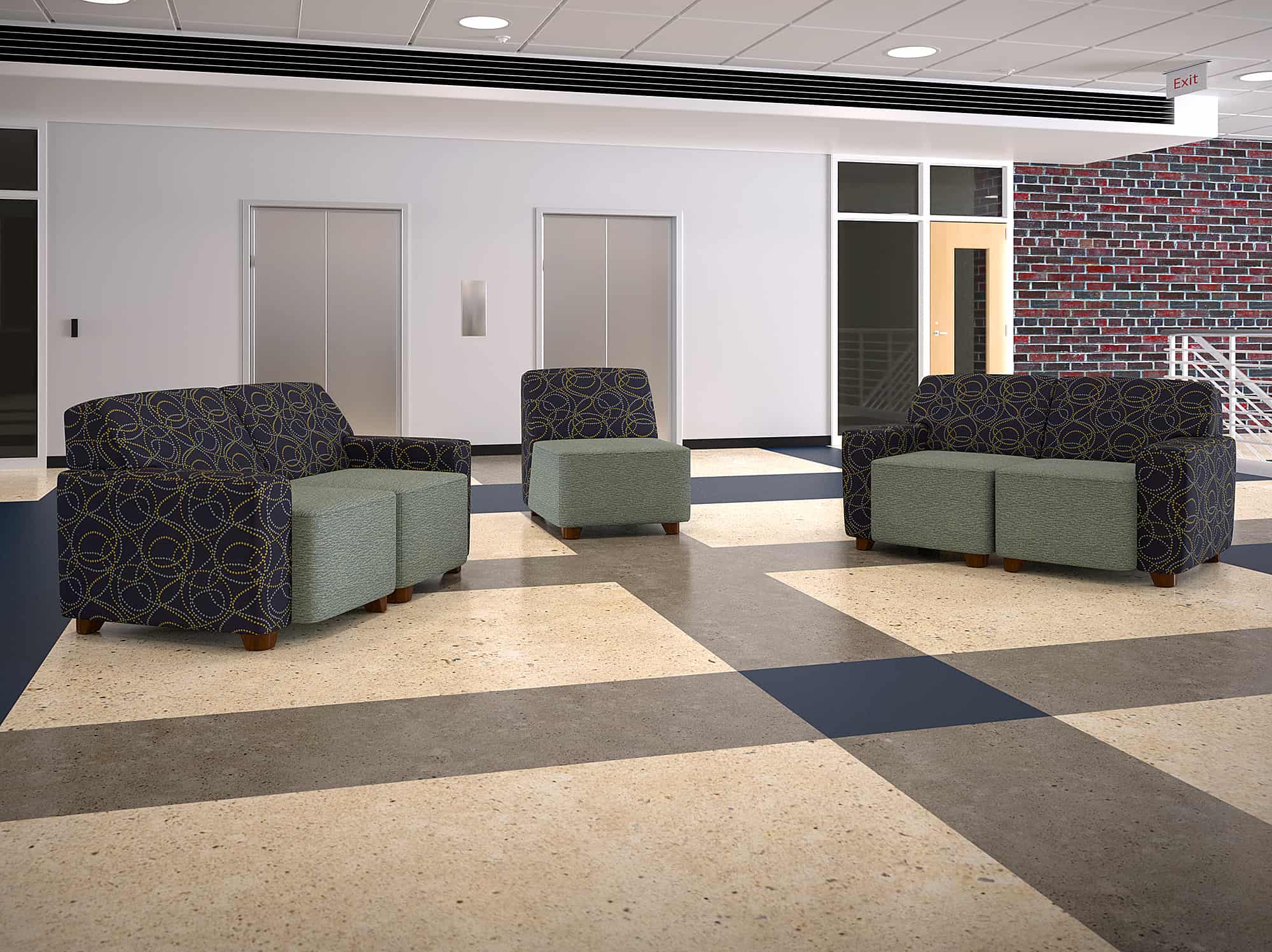 Puzzle Collection sitting area outside of classrooms
