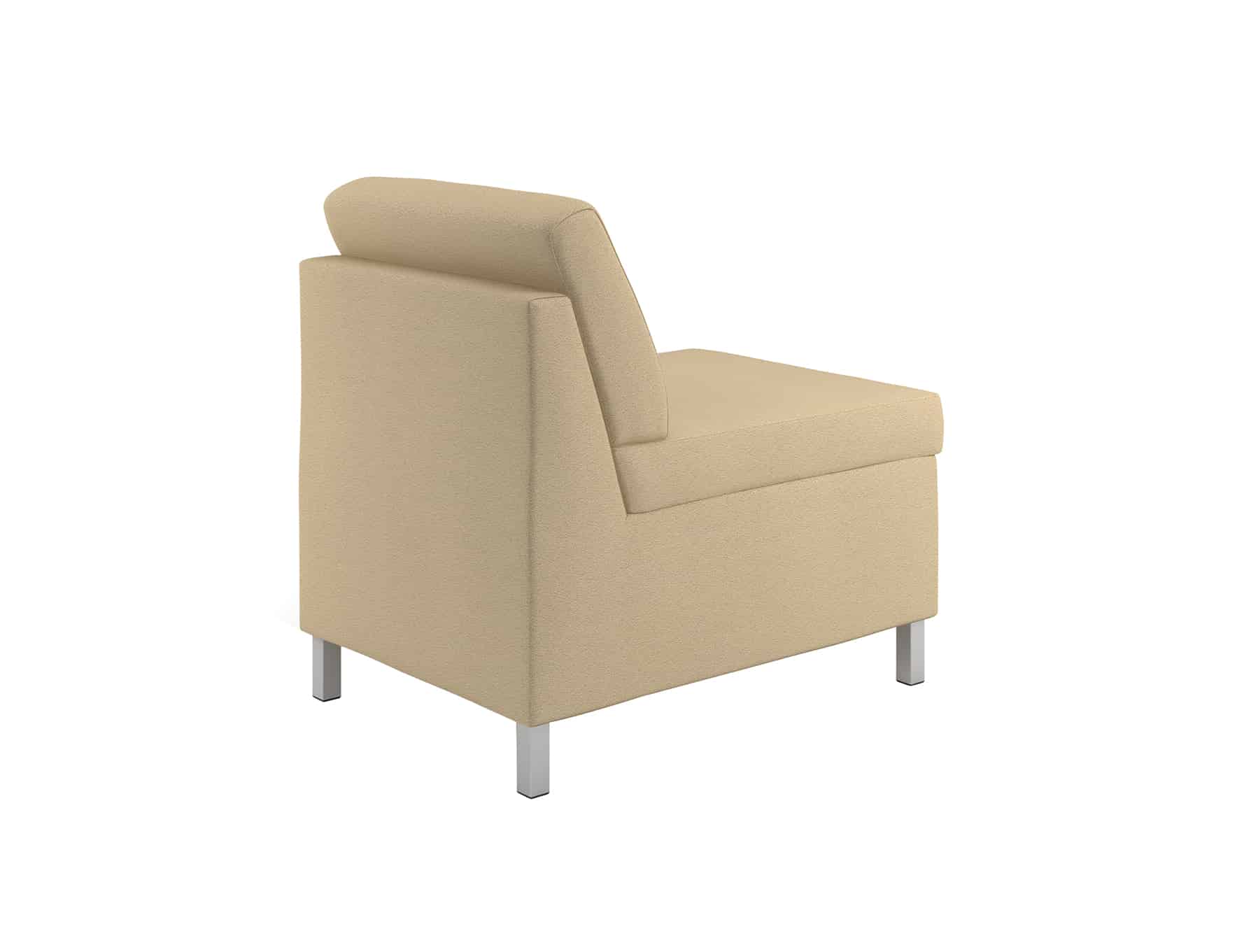 Rally Armless Modular Lounge Seating Chair, with Square Metal Foot