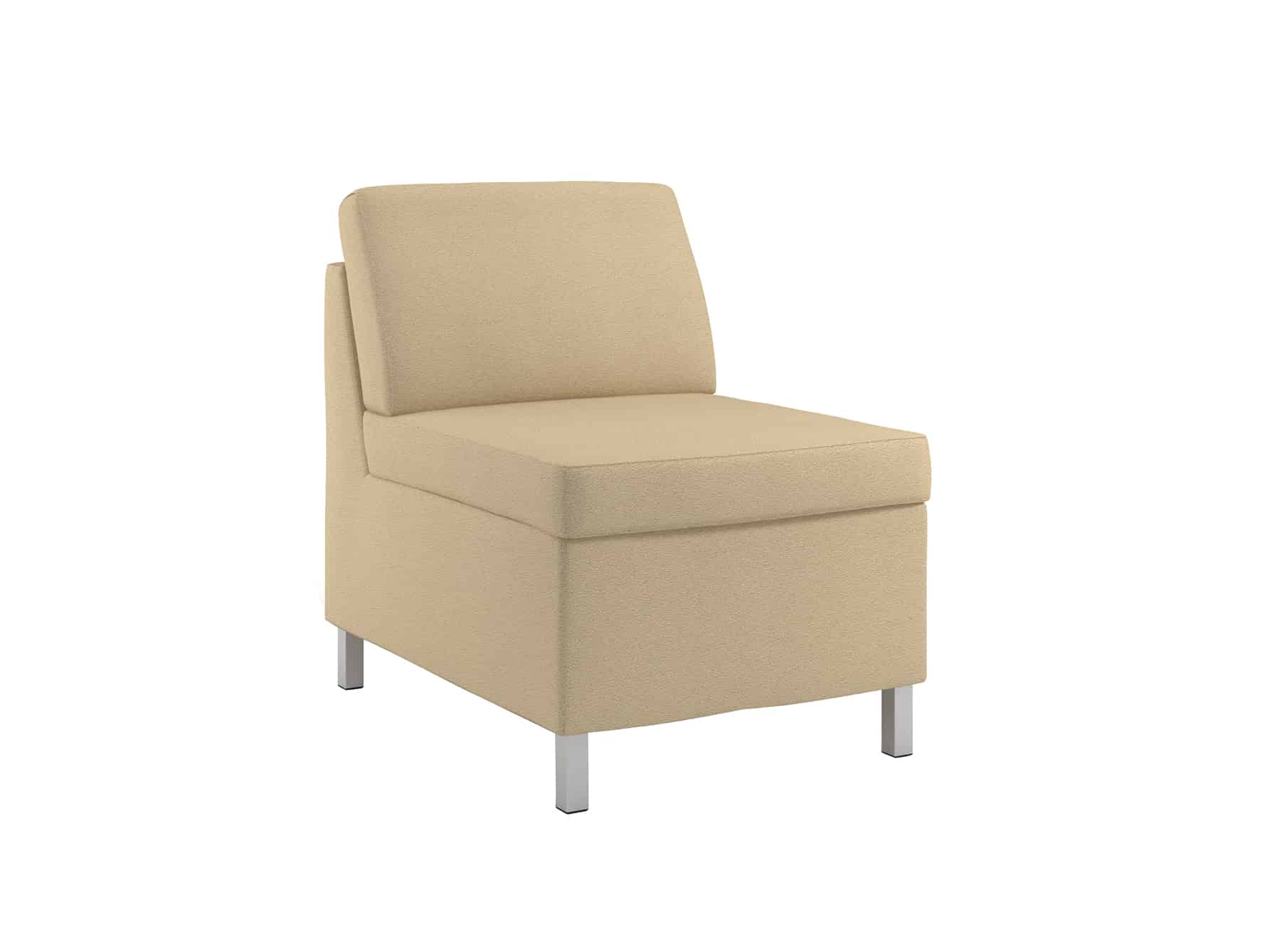 Rally Armless Modular Lounge Seating Chair, with Square Metal Foot