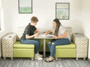 Rally Compose and Integrated Table, with students studying