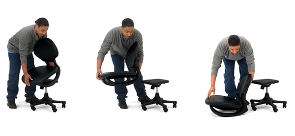 Trey Chair one-of-a-kind ergonomic task chair easily converts into a floor rocker with a table/stool in seconds
