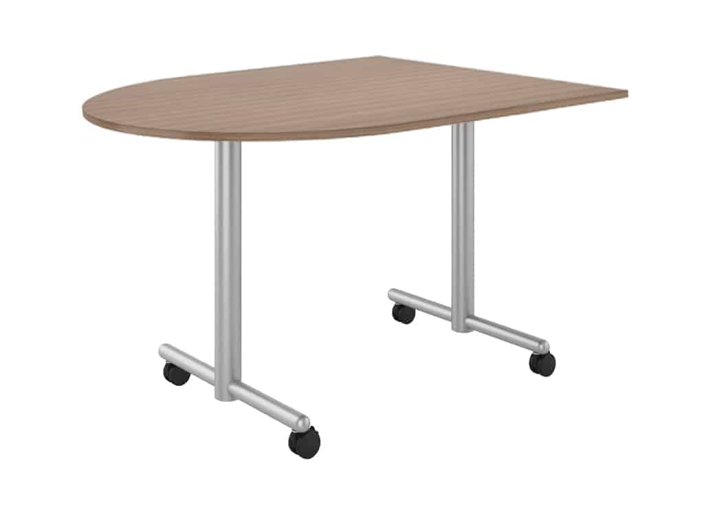 Tubular Table with T-Base and Casters with a Bullet Table Top