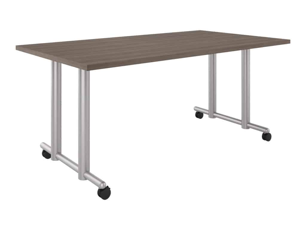 863366RET2 Tubular Multi-Purpose Table, Double Column T-Base, with Casters