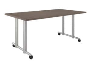 Rectangle Tubular Table with Double Column T-Base 863366RET2 Tubular Multi-Purpose Table, Double Column T-Base, with Casters