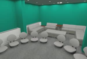 Trey® Floor Rockers, Rally Lounge 3D Rendering Layout