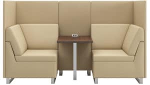 Front view of Rally Privacy Lounge Corner Loveseat with Integrated Table