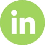Green Circular LinkedIn Button