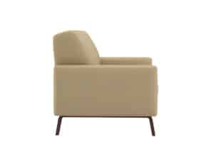 Side view of Loveseat with Wood Rail Legs