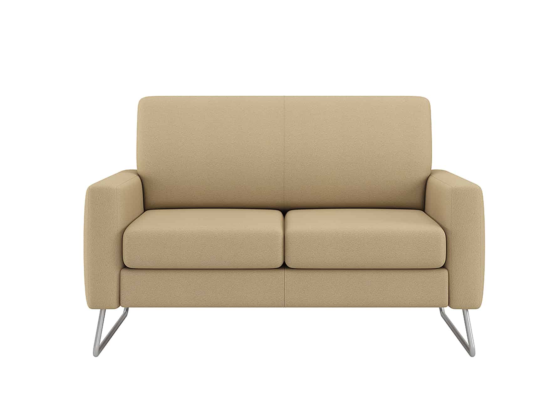 Front view of Loveseat with Tubular Metal Legs