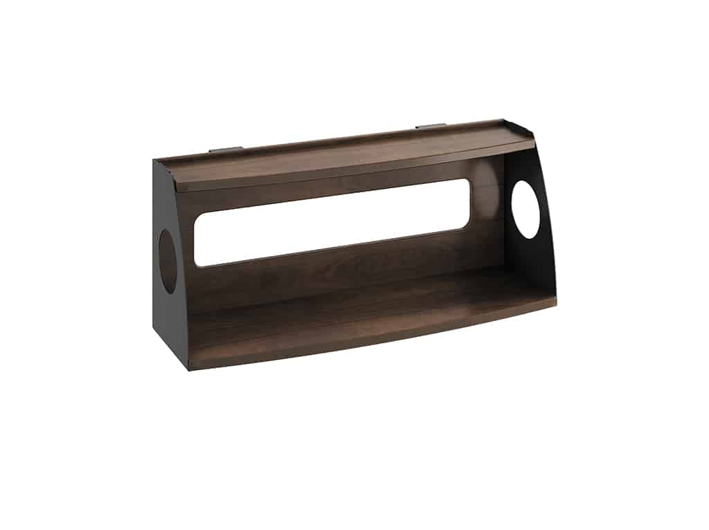 Double Rail-Mounted End Shelf Bed Accessory shown in Walnut Finish Three Quarter View