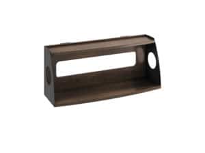 zTrak Rail-Mounted End Shelf, Double, sold separately Three Quarter view of Double End Shelf in Rift Oak Finish
