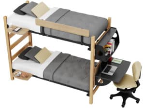 zTrak Bunk with zLok, 2 Side Tables, Wood Panel Guardrail, Rail-Mounted Shelf and zTrak Bed-Mounted Desk zTrak Bunk with zLok, 2 Side Tables, Rail-Mounted Shelf, Bed-Mounted Desk Casegoods