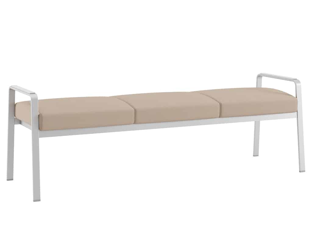 Three Quarter view of Hale 3-Seat Bench, Renewable Seating