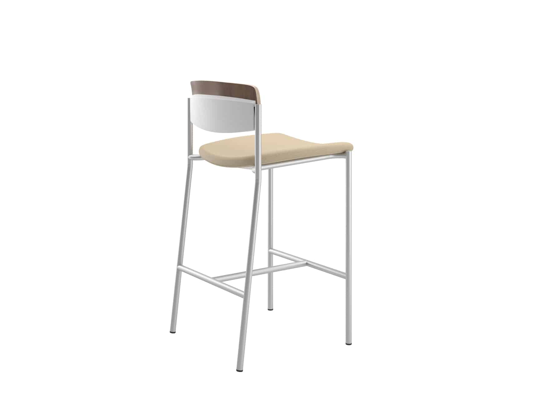 Rear view of 69UP25US Upland Bar Stool, Uph Seat, Low Wood Back