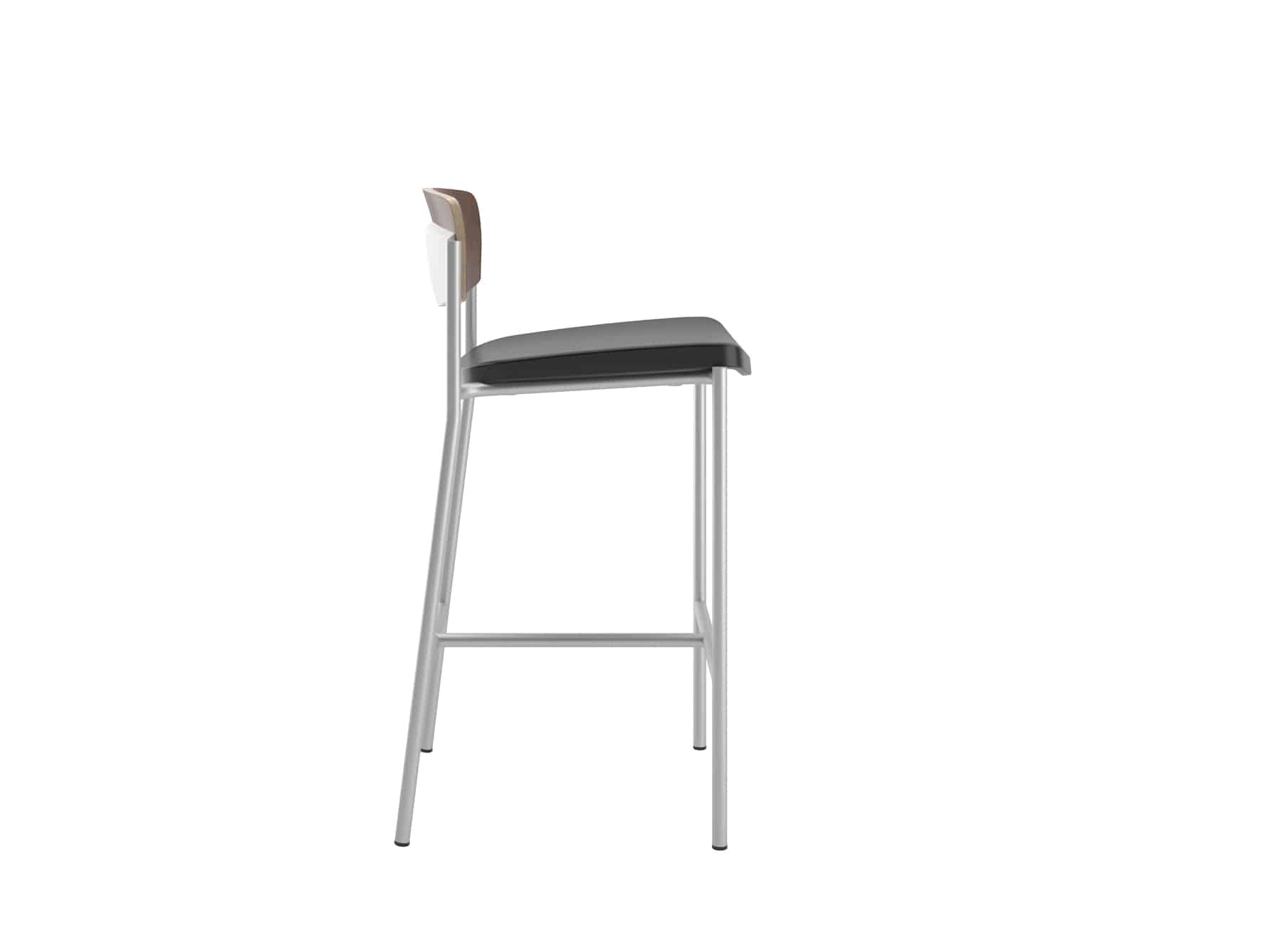 Side view of 69UP25 Metal Bar Stools, Poly Seat, Plastic Back