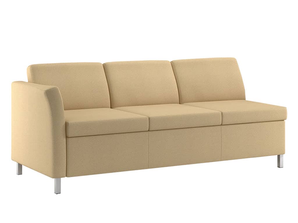 Three Quarter view of Rally Aspire Sofa with 1 Upholstered Arm