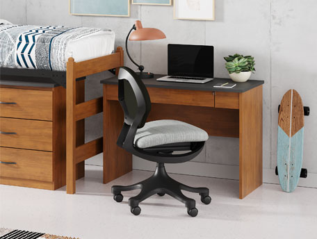 Trey 3-in-1 Task Chair in Student Room at Merit Desk under Merit Metal Loft Bed