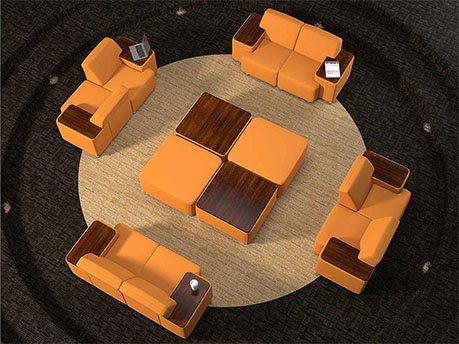 Arial view of Puzzle Modular Lounge on College Campus