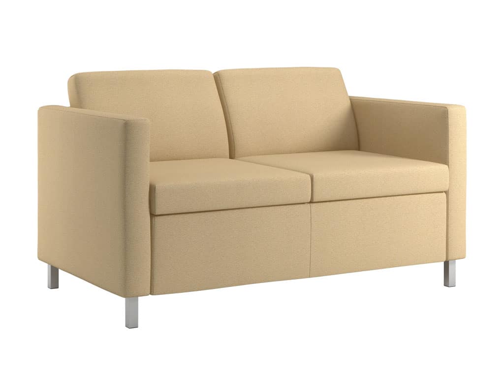 Three Quarter View of Rally Embrace Loveseat with Square Metal Feet