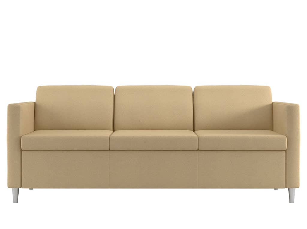 Front View of Rally Embrace Student Couch with Round Metal Feet