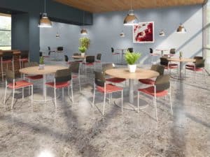 Campus Dining Hall with Disc Tables and Upland Chairs & Bar Stools