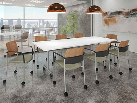 Upland Chairs with Casters at Tubular Table