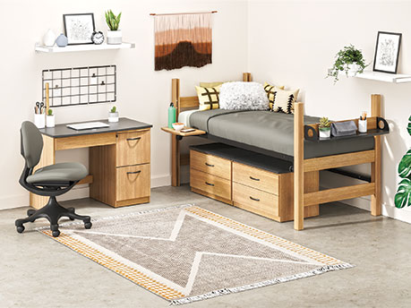 zTrak Bed System in Student Dorm Room with Merit Casegoods and Trey Chair