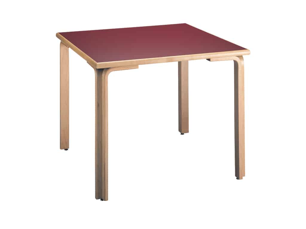 Corner Leg Wood Base Table with Square Top