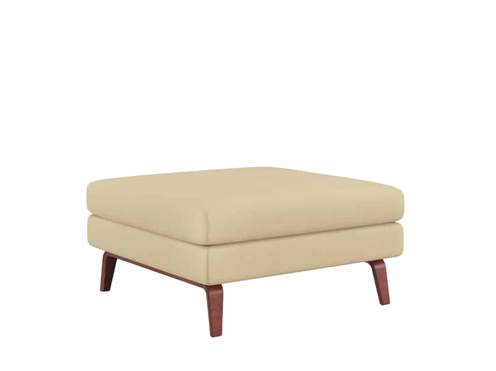 Chill Square Ottoman with Upholstered Top and Wood Rail Legs