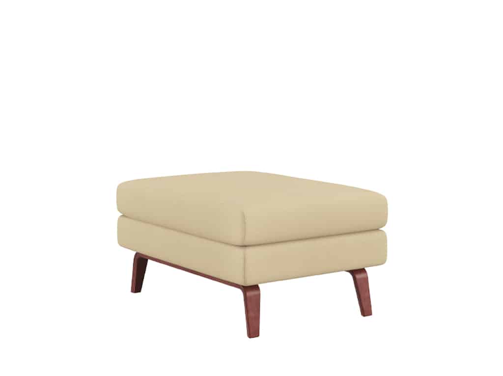 Chill Inline Ottoman with Upholstered Top and Wood Rail Legs