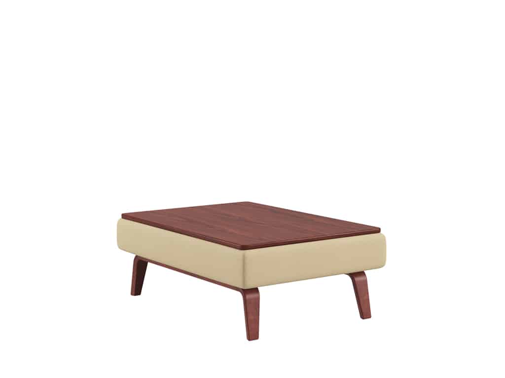 Chill Inline Ottoman with Thermoform Top and Wood Rail Legs
