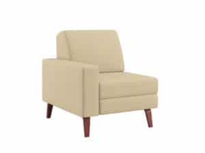 Chair with One Upholstered Arm Chill Chair with One Arm and Wood Rail Feet