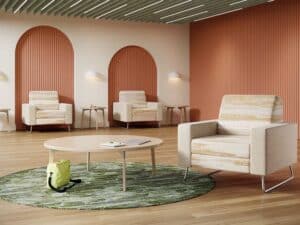 Student Lounge Area with Chill Chairs and Dune Coffee and End Tables.