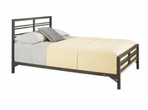 Mason Double Bed with Headboard, Footrail, and Siderails Double Metal Bed for Student Housing