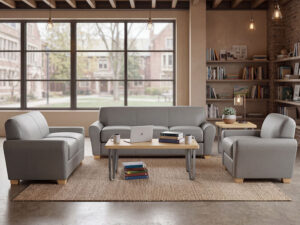 Area for students to study featuring student seating from the Allure collection and tables from the 4700 Series tables from Sauder Education